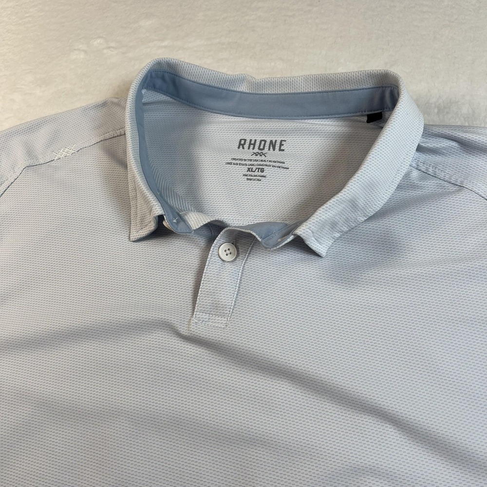 Rhone Polo Shirt Mens XL Blue Solid Mesh Performance Golf Lightweight Athletic